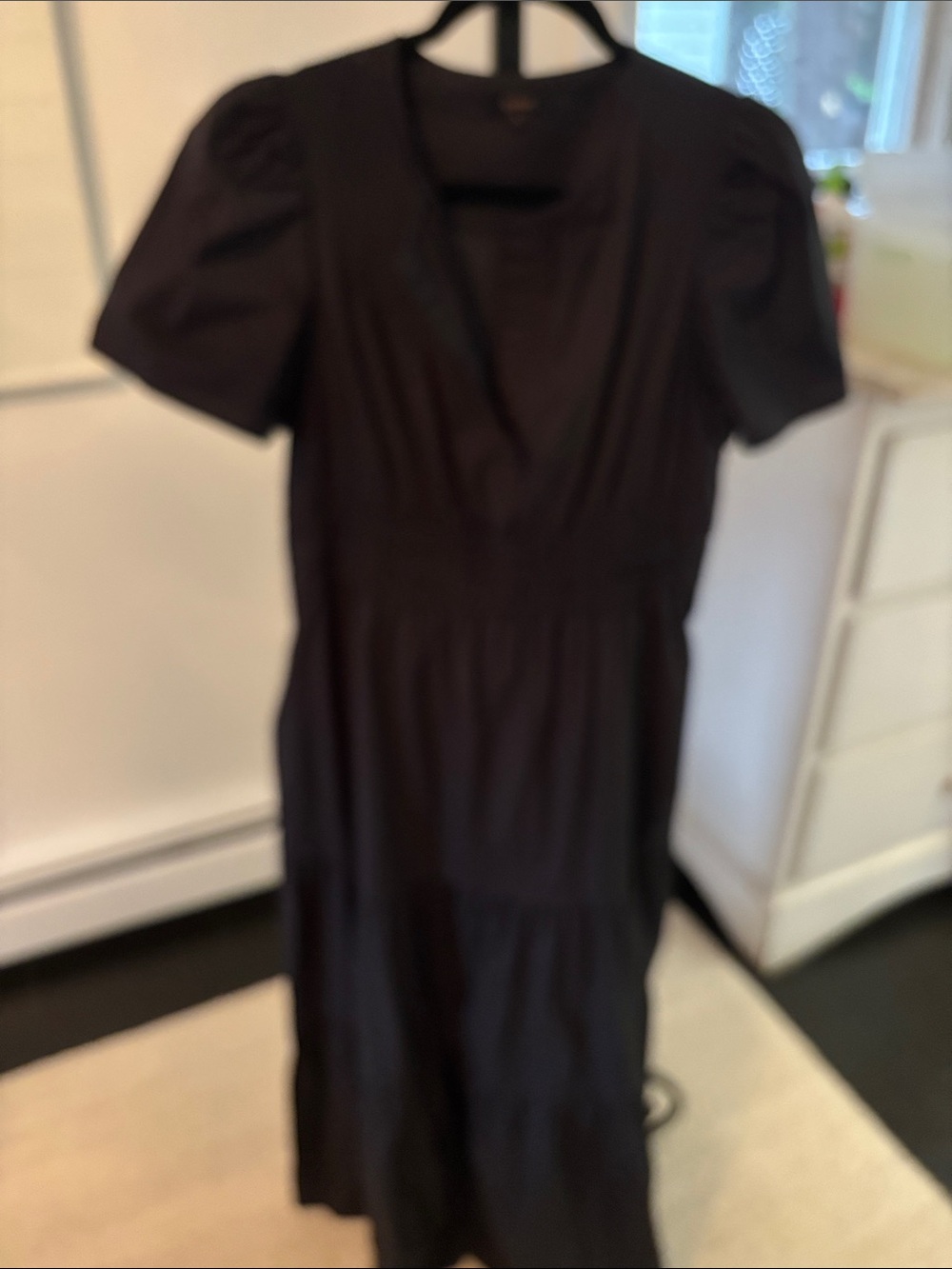 Quince Black Tiered V-Neck Maxi Dress with Puff Sleeves - Picture 3 of 3